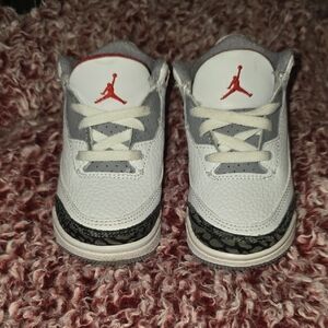 Jordan Kids White and Gray Sneakers with Red Accent